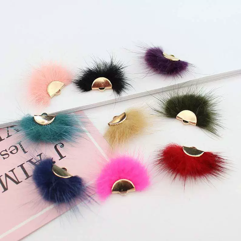 Серьги-заколки Qianyan с меховым шариком из норки в японском и корейском стиле, материалы для рукоделия, аксессуары для изготовления бантов и серег своими руками