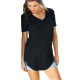 Cross-border source European and American large size women's loose top Amazon WISH summer solid color V-neck short sleeve T-shirt for women