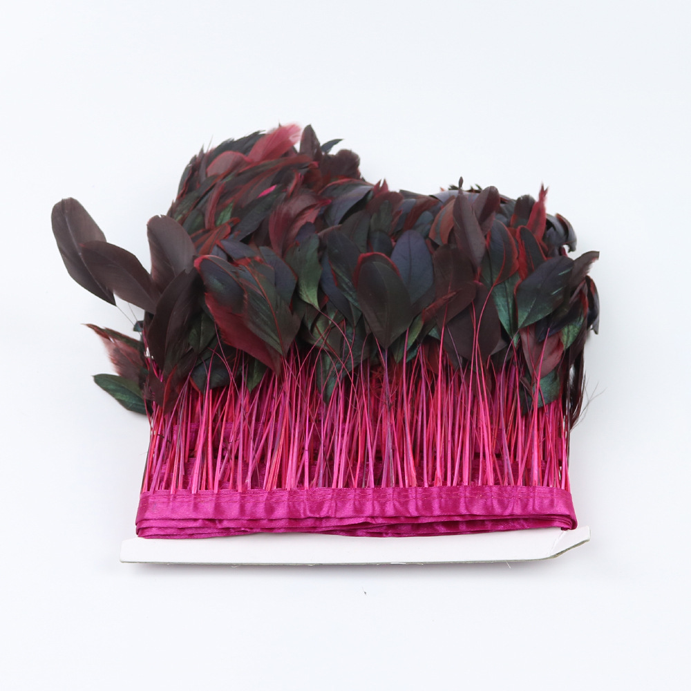 diy彩色羽毛手工艺饰品手工娃娃服装辅料撕紫尾布带花边厂家直供