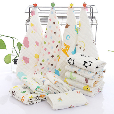 地摊货源30*30儿童纯棉6层纱布柔软宝宝洗脸毛巾婴幼儿褶皱小方巾