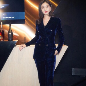 Golden velvet suit for women autumn fashion new Korean style professional suit