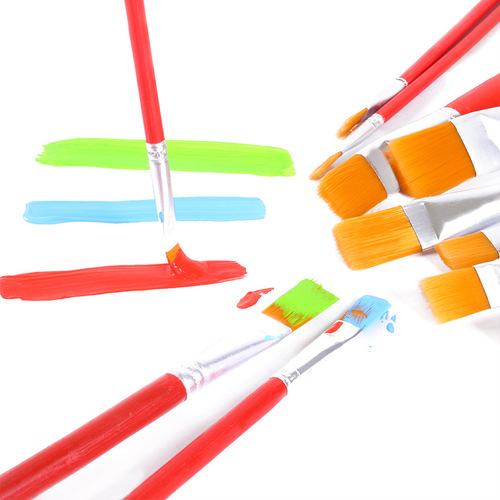 1-12 red rod nylon hair oil paint brush gouache acrylic painting pen row pen set wooden brush