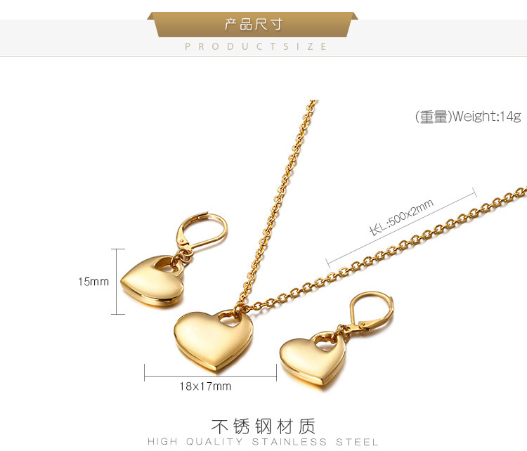 fashion hollow heart-shaped necklace earrings set wholesale Nihaojewelry