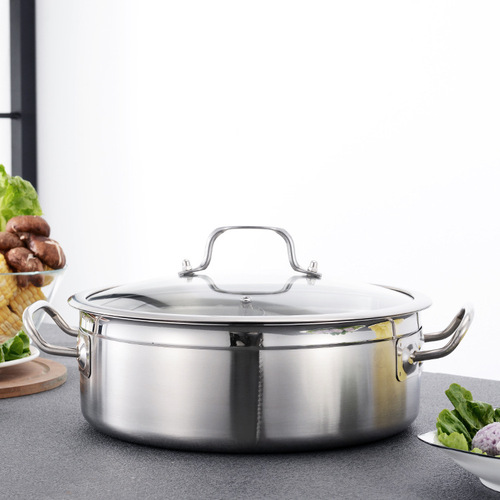 Straight Couple Pot, Thick Stainless Steel Hot Pot, Commercial Electric Stove Hot Pot, Clear Soup Pot Wholesale