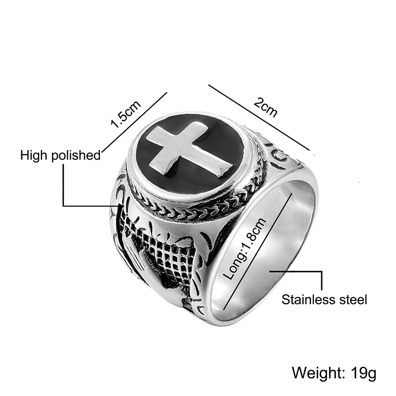 Retro Contrast Color Stainless Steel Cross Ring Wholesale Nihaojewelry display picture 4