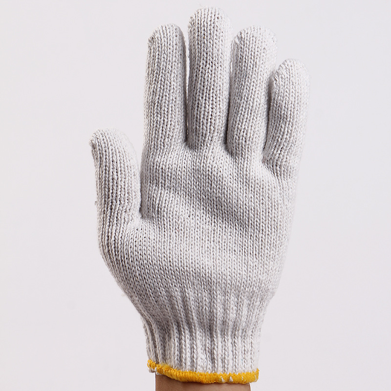 劳保棉纱线手套加密加长工人手部作业防护手套防滑防割 耐磨耐用|ru