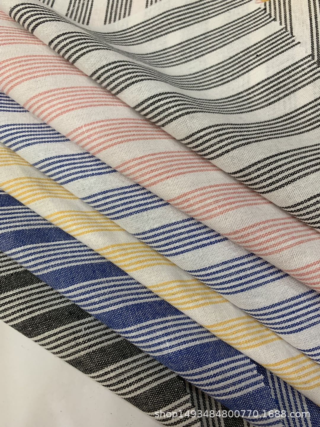 厂家直销现货供应21支色织梭子条子面料女装衬衫童装衬衫面料现货