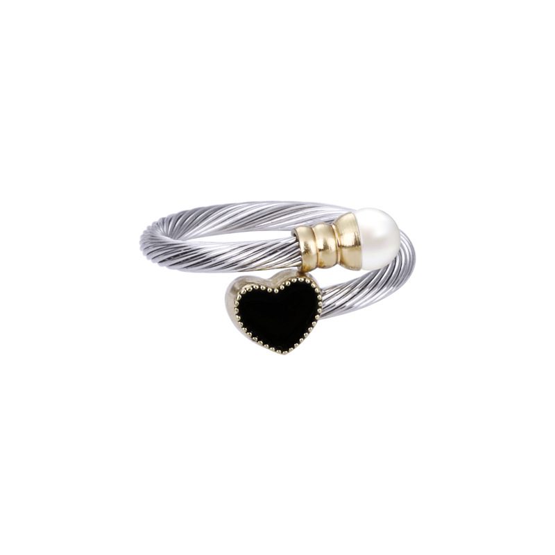 Fashion Heart Shape Stainless Steel Plating Artificial Pearls Bangle display picture 4