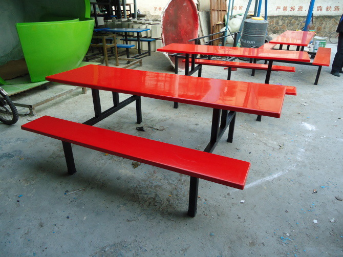 Conjoined dining table and chair Manufactor customized FRP company factory staff canteen Canteen dining table and chair