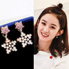 South Korean fashionable goods, silver needle, long retro metal earrings from pearl, silver 925 sample