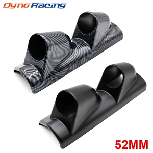 Car modification 52mm double hole instrument frame racing left frame black carbon fiber 2 hole instrument cover 2 inch Universal