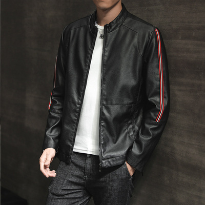 19新款男士休閑皮衣機車外套韓版修身潮流青年男式皮夾克加絨男裝