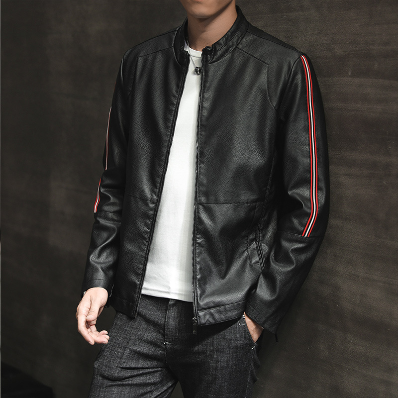 19新款男士休閑皮衣機車外套韓版修身潮流青年男式皮夾克加絨男裝
