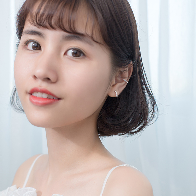 S925 clip de orejas de plata para mujeres estilo japonés simple perforación sin agujeros de orejas dulce corto perfiles de orejas temperamento G2308