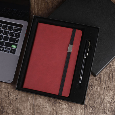 专业定制松紧带商务笔记本 商务套装皮面记事本 插笔款日记本定制|ms