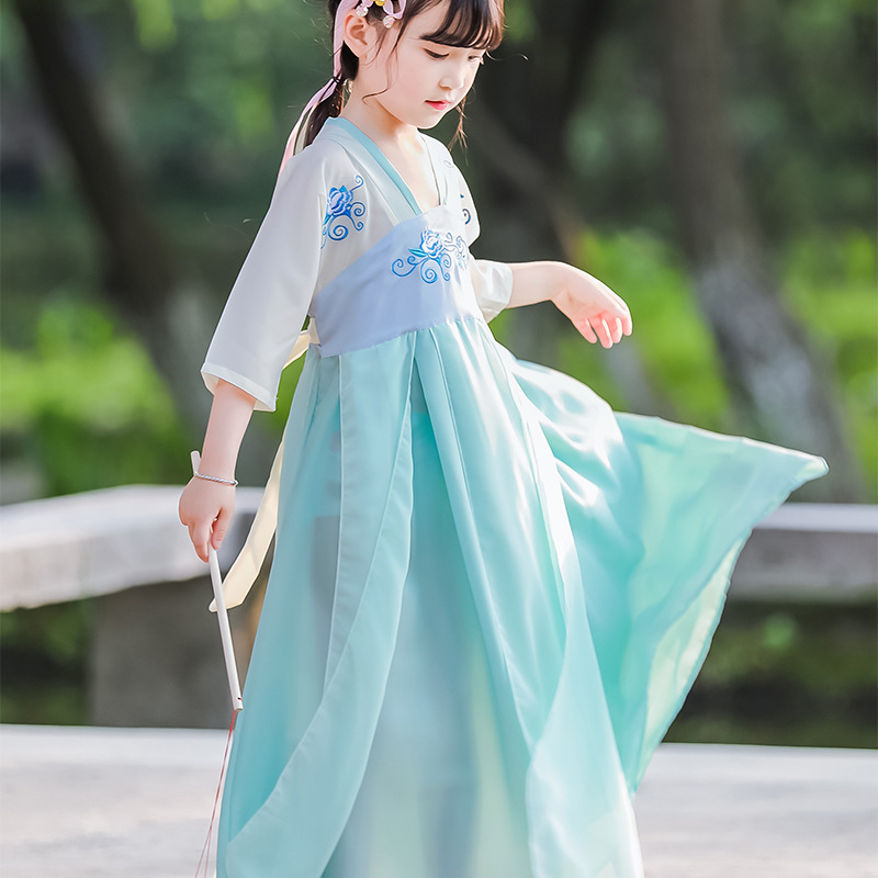 Little Girl's Hanfu Children's Ancient Costume Super Fairy Ruqun Chinese Style Elegant Guzheng Performance Dress Tang Suit Girl Princess Dress