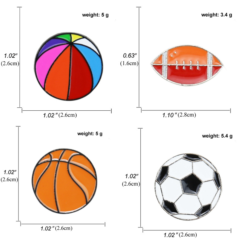 Drip Oil Football Brooch Basketball Souvenirs Corsage Collar Pin display picture 1