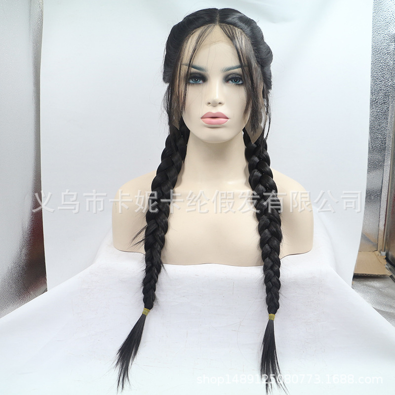 Peruca de encaje de boxeo trenzada de horn trenzada bicolor