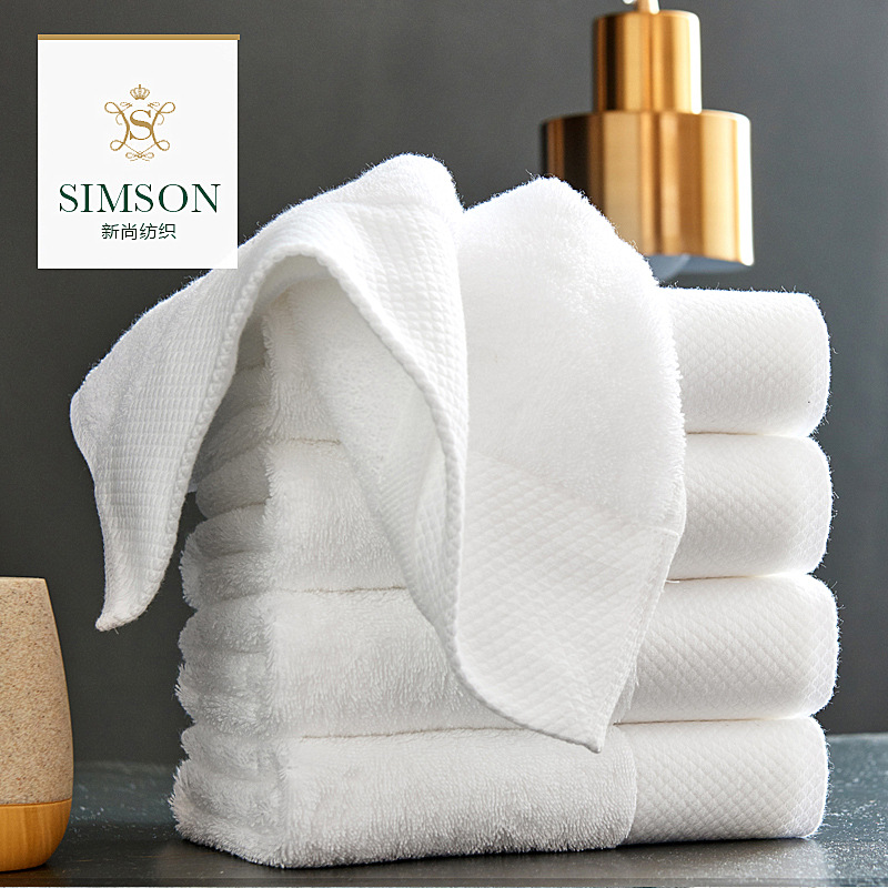 厂家五星级酒店纯棉白色毛巾加厚吸水柔宾馆美容院全棉面巾定制