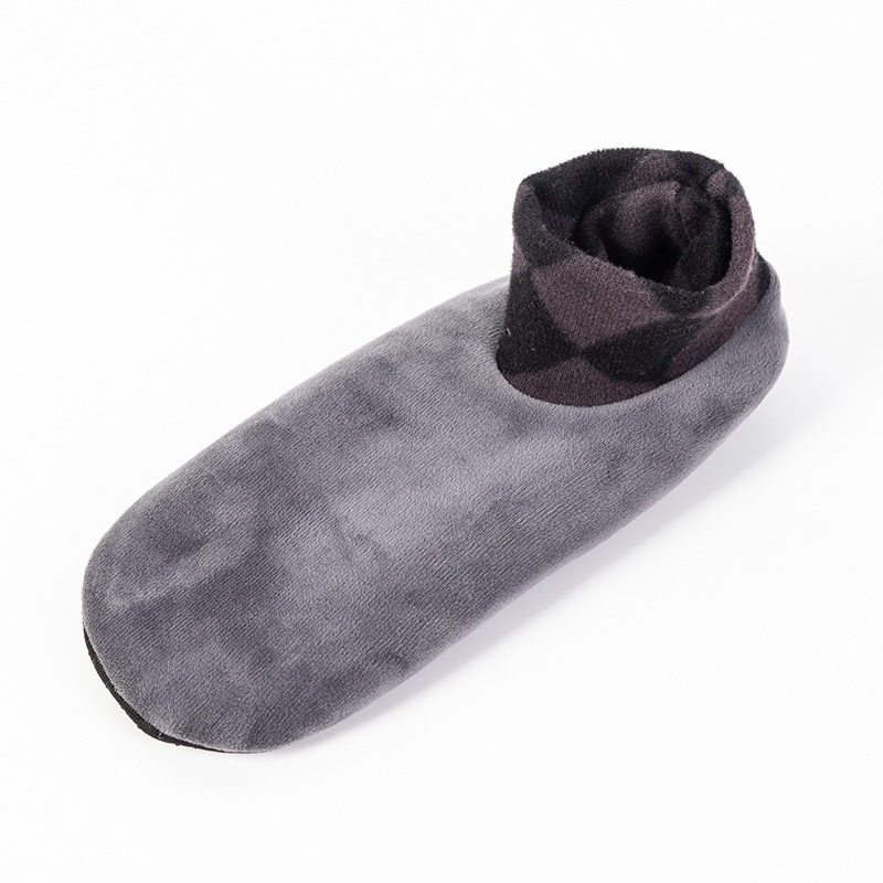 Calcetines de nieve a media pantorrilla forrados de lana engrosados calcetines de piso para casa adultos fondo grueso interior otoño e invierno cálido confinamiento calcetines para hombres