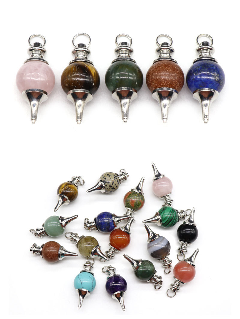 Cristal Agate Pierres Semi-précieuses Perle Ronde Pendule Pendentifs Bijoux Accessoires display picture 11