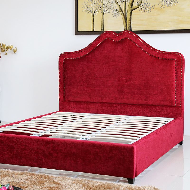 Noble simple European wash-free three-proof fabric bed combination customizable double bed hotel bedroom bed family wedding bed