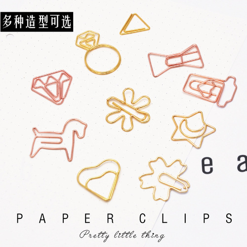 Manufacturer Direct Sale Metal Shaped Paperclip Airplane Diamond Heart Star Cherry Note Music Cute Little Flower Fresh Bookmark