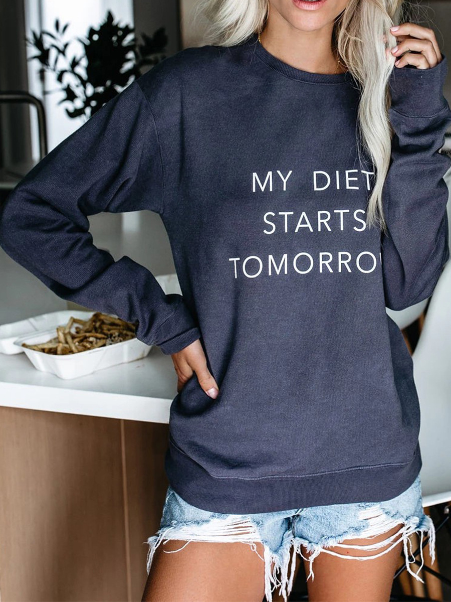 hot-selling autumn and winter new tops women's round neck letter pullover sweater NSAL2867