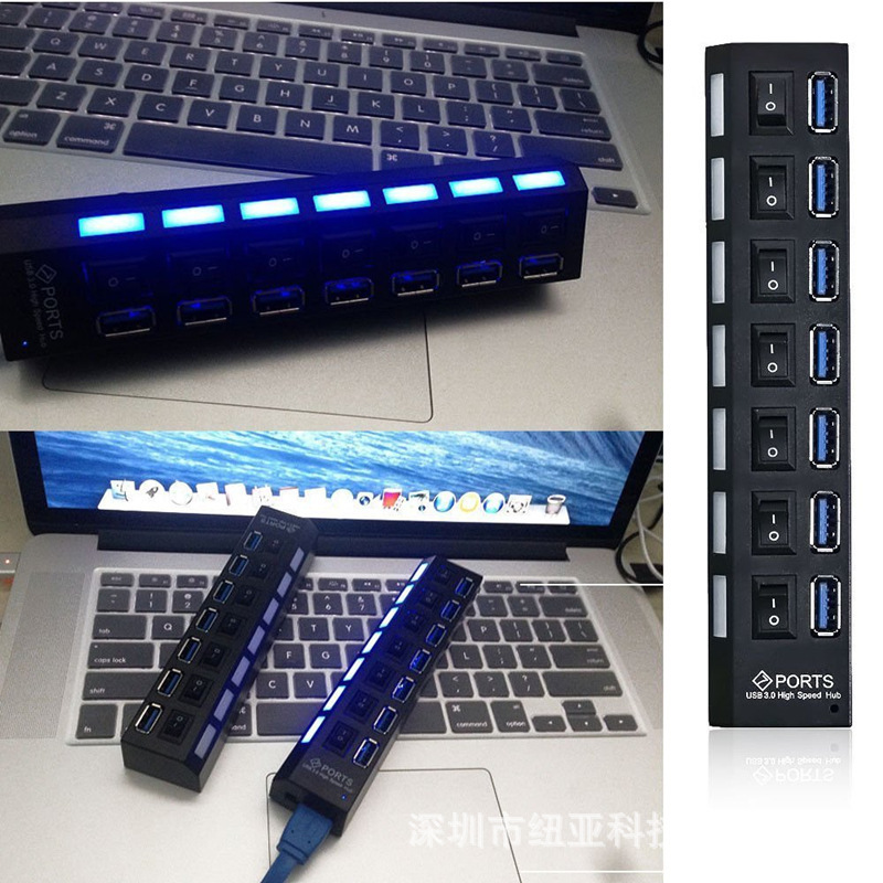 7-Port 3.0HUB USB3.0 7-Port Hub USB3.0 divisor USB un arrastre siete Hub interruptor independiente
