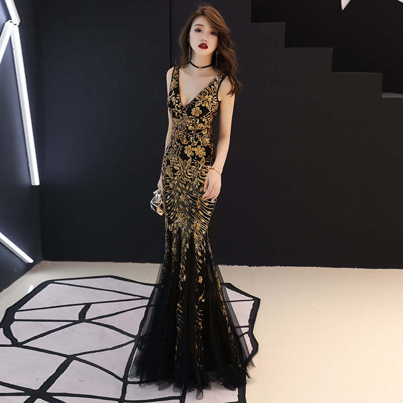 GOLD COLOR EVENING DRESS