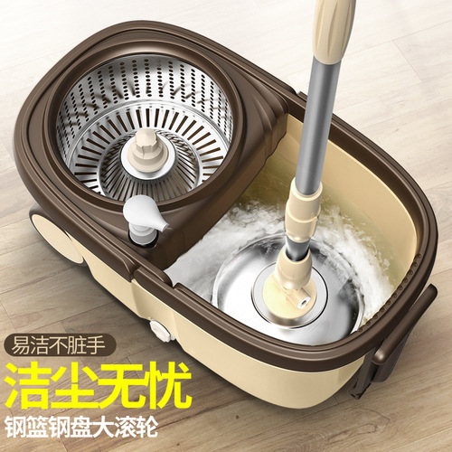 Wholesale good god mop rotating mop bucket set hand-washable mop with large wheel bucket mopping bucket cleaning artifact