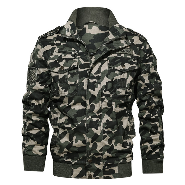 Spring and autumn thin men’s baseball collar camouflage cotton wash coat large casual jacket