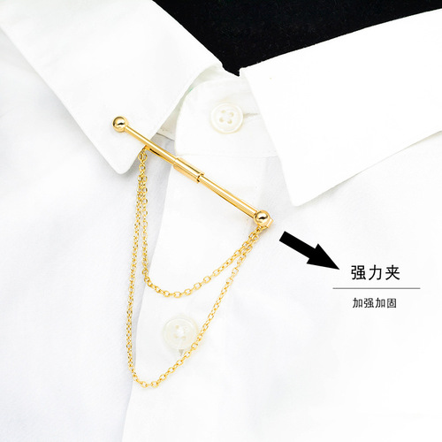 Universal shirt collar clip collar corner clip tassel tie stick one-word long collar pin tie collar bar metal brooch