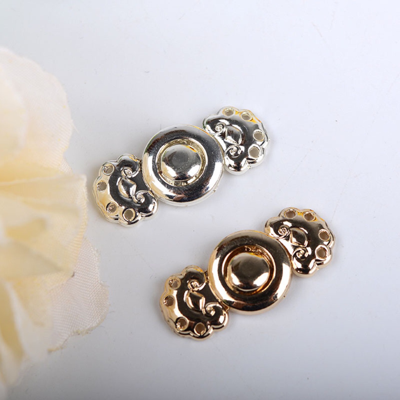 旗袍对扣小如意云头汉服金属对扣子母扣 中国风古典服饰金色对扣