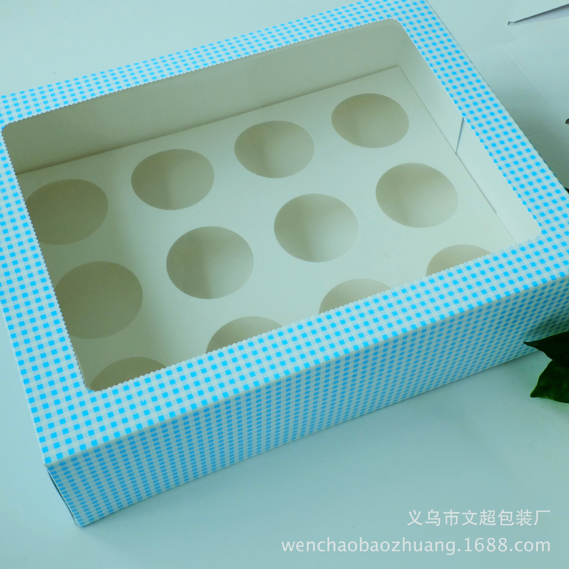 批发12孔蛋糕盒马芬盒 12粒纸质杯子蛋糕盒 12 holes cupcake box