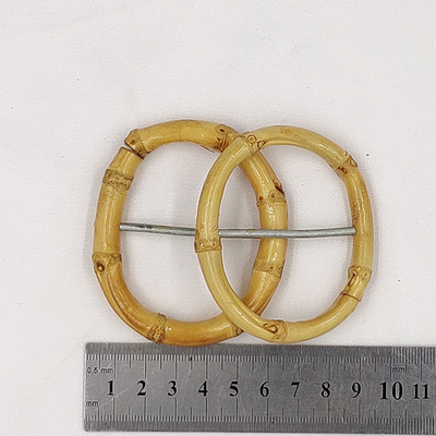 椭圆形竹腰带扣内径4CM腰带扣浅金色竹制鞋扣随圆形竹扣天然竹根