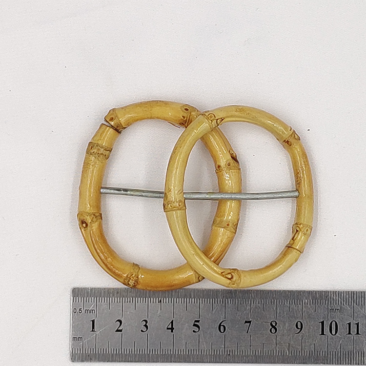 椭圆形竹腰带扣内径4CM腰带扣浅金色竹制鞋扣随圆形竹扣天然竹根