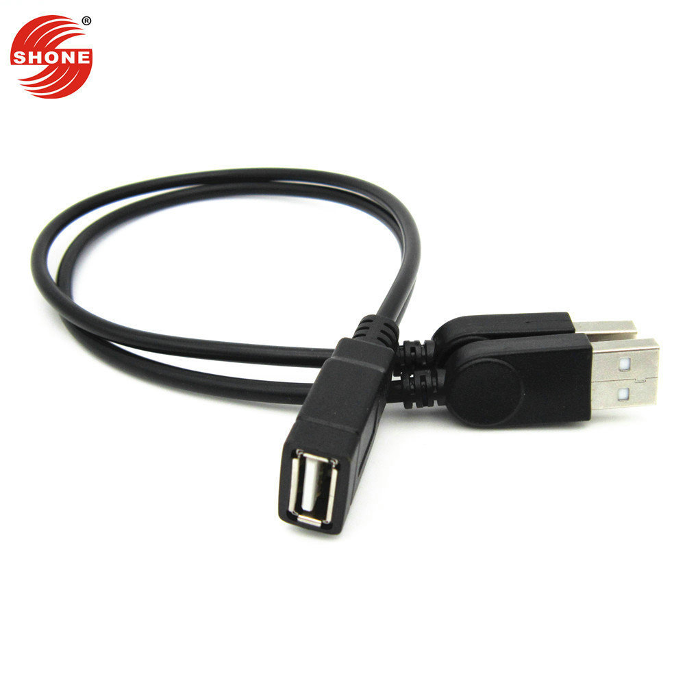 USB公对母延长线USB2.0数据线一母转两公线USB一分二线带供电铜|ru