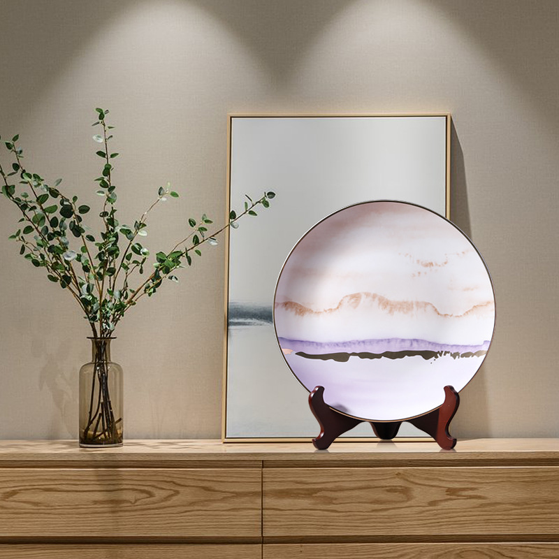 Placa de cerámica placa decoración placa colgante nuevo estilo chino salón entrada vino gabinete artesanía decoración al por mayor