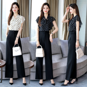 Fashion Broad-legged Trousers Point Suit Women’s Two-piece Suit 