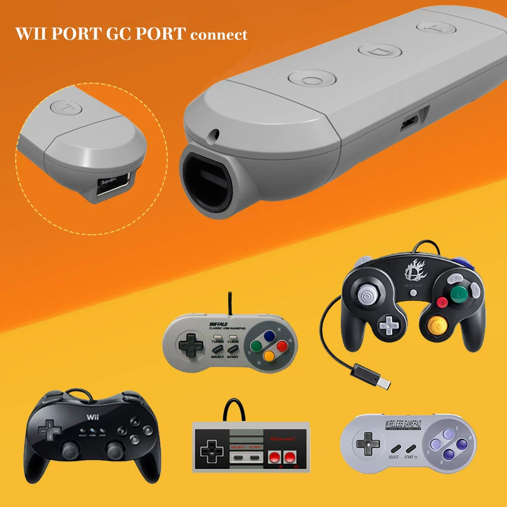 Конвертер беспроводной ручки совместимый с джойстиком JYS Private GC совместим с Switch/PC, вибрация, функция турбо скриншота