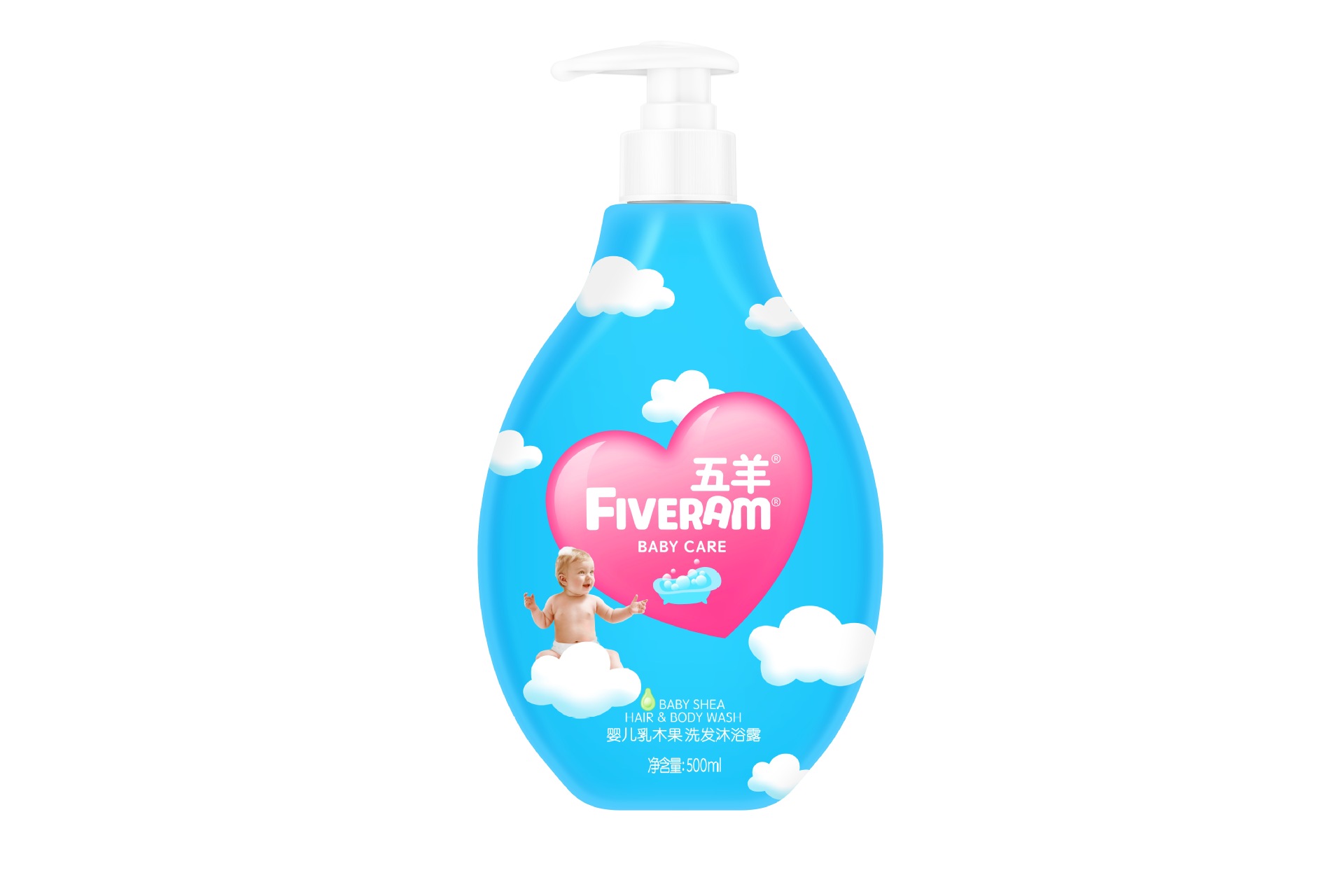 Wuyang baby Shea Butter shampoo Shower Gel 500ml Multi specification( 1/2/3 Bottle)