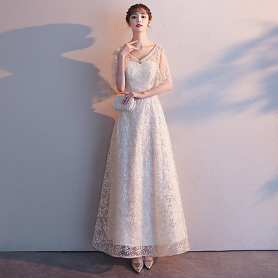 洋装小礼服裙女2020秋季新款宴会简单大方名媛生日派对伴娘服短款