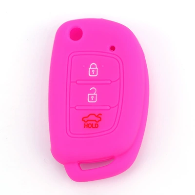 Car key bag Lang moving folding 3 key silicone - rose-red