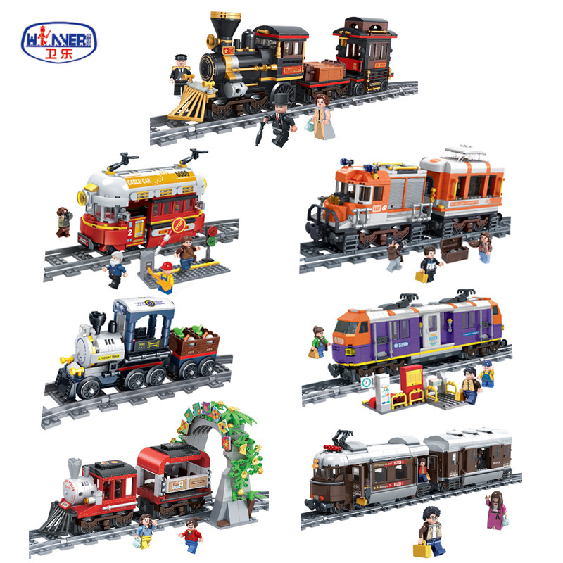 卫乐5085-5091拼装积木train小火车儿童益智玩具跨境礼品