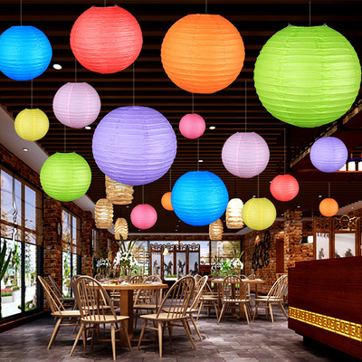 中秋节纸灯笼装饰中国风涂鸦小灯笼挂饰纯色国庆春节室内场景布置