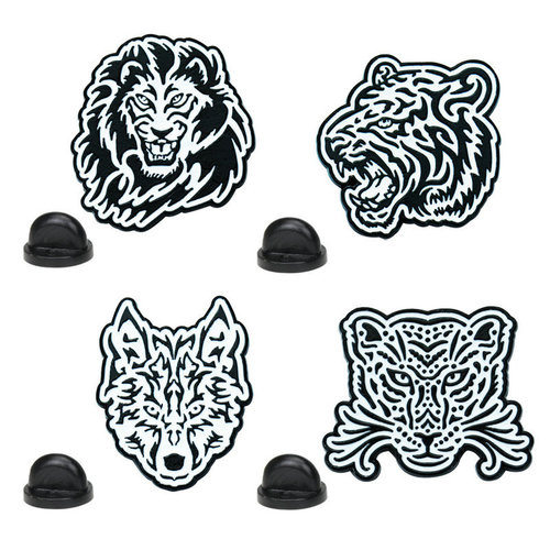 New creative exaggerated black and white tiger and lion brooch Men's domineering suit clothing alloy dripping oil corsage