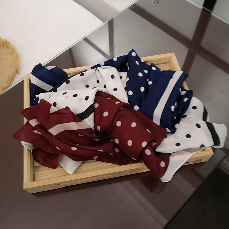 Fashion Polka Dots Satin Printing Silk Scarves display picture 5