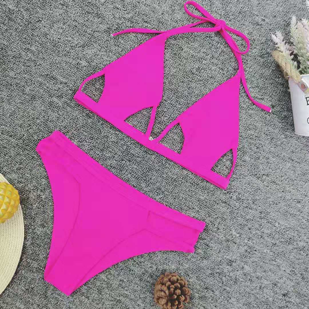 solid color split hollow swimsuit bikini  NSZO1728