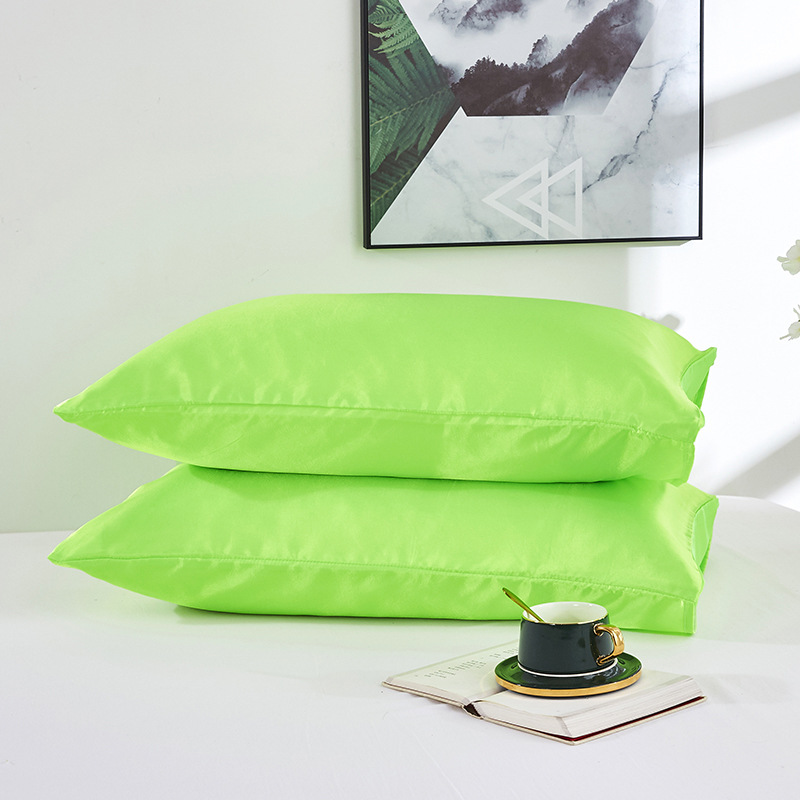 Simple pillowcase satin silk solid color bedding pillowcase wholesale_voghion.com